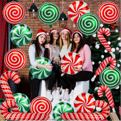 36pcs Christmas Candy Balloons Kit Red Green Mylar Sweet Candies Theme Balloons