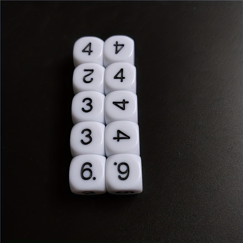 10pcs 16mm Acrylic Number Dice Round Corner Hexagonal Dice Set
