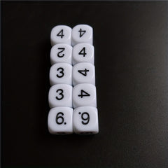 10pcs 16mm Acrylic Number Dice Round Corner Hexagonal Dice Set