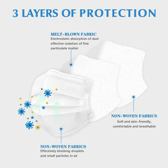 100pcs 3 Layer Disposable Face Masks Protective 3 Ply Breathable Comfortable