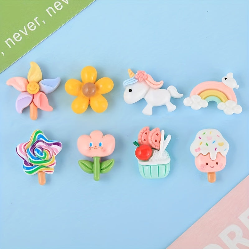 10pcs Random Mixed Unicorn Windmill DIY Resin Charms Accessories