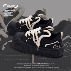 HUANQIU Retro Lace up Skate Shoes Lightweight Outdoor Low Sneakers