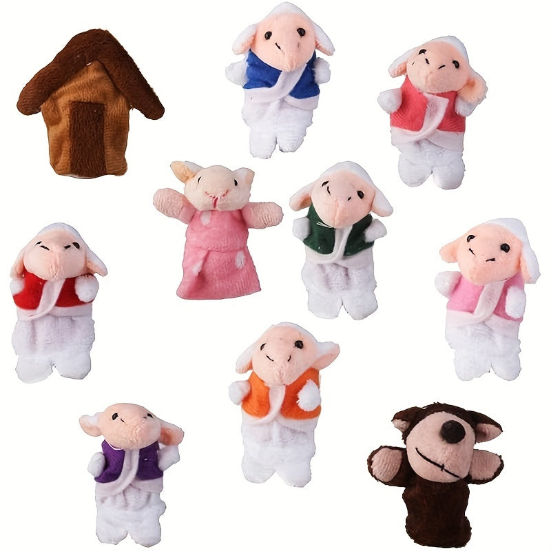 10pcs Mini Finger Puppets Set - Wolf and Little Lambs Story Finger Puppets