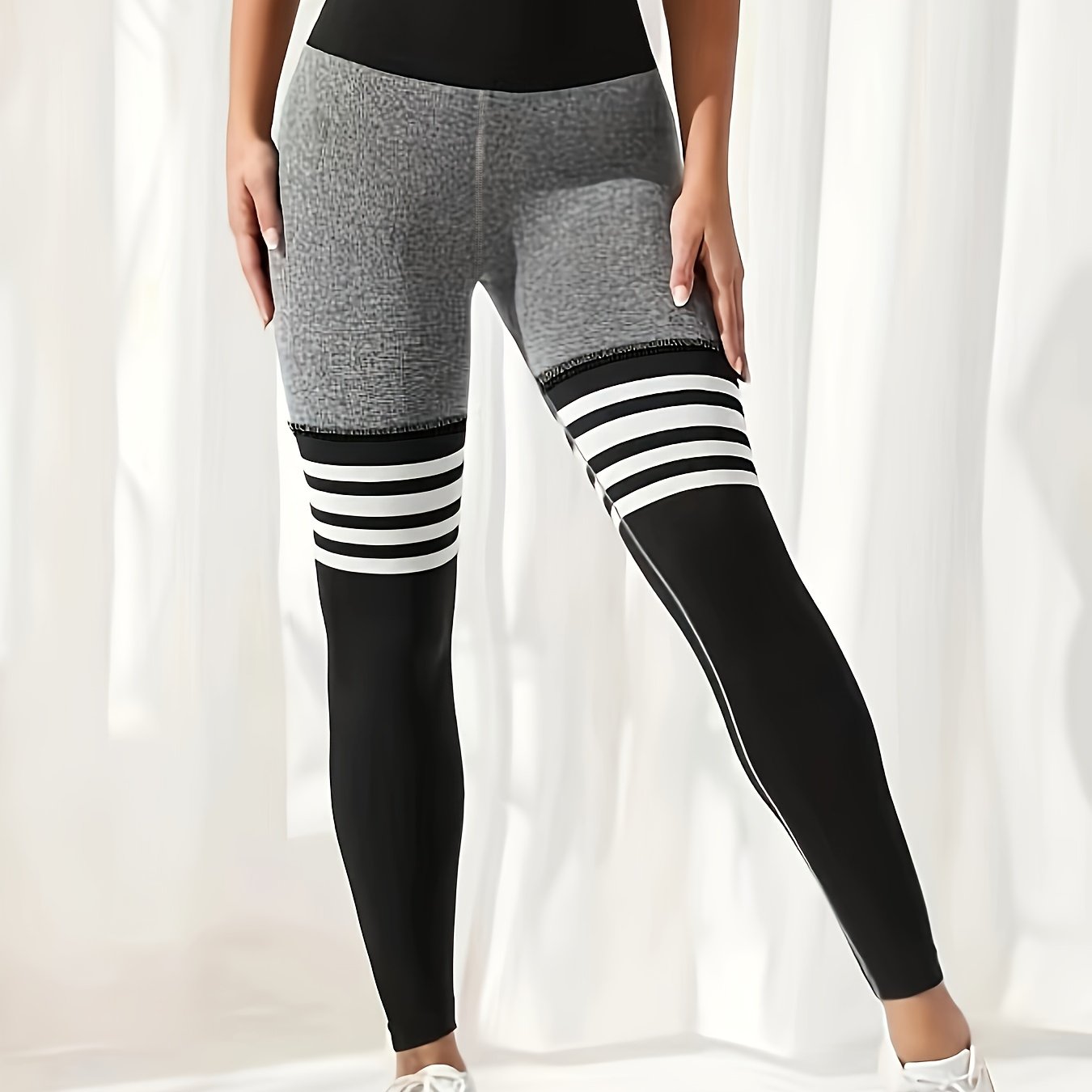 Striped Running Sports Leggings Yoga Fitness Tight Pants