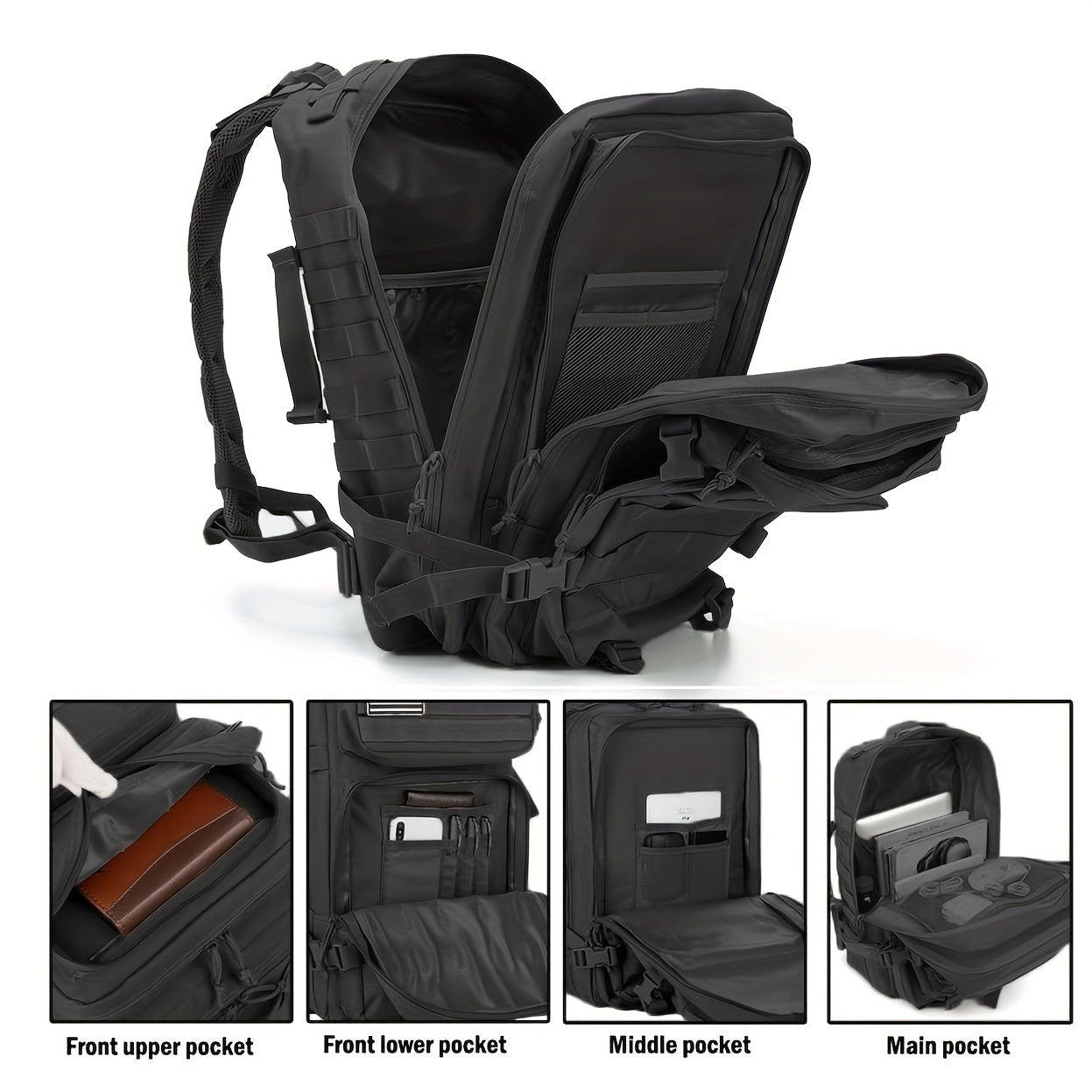 45L Tactical Backpack Men's Survival Large Capacity 3 Escape Bag