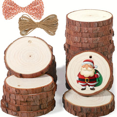 30 Pcs 6-11 cm Wood Slices Craft Kit w/ Hole for DIY Crafts