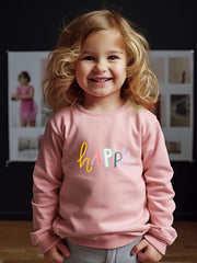Girls Happy Pattern Crew Neck Sweatshirt for Spring Fall Christmas Gift