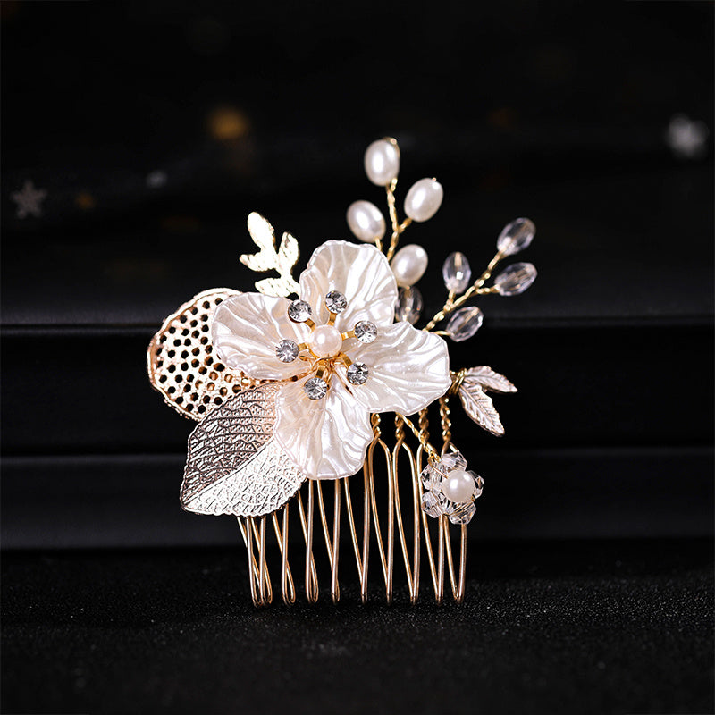 Flower Rhinestone Faux Pearl Hair Comb Hairpin Party Favor Decorations