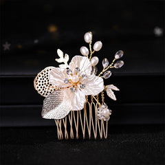 Flower Rhinestone Faux Pearl Hair Comb Hairpin Party Favor Decorations