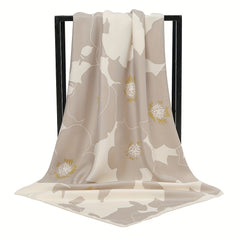 Flower Print Block Scarf Square Shawl Women Head Wrap Sunscreen