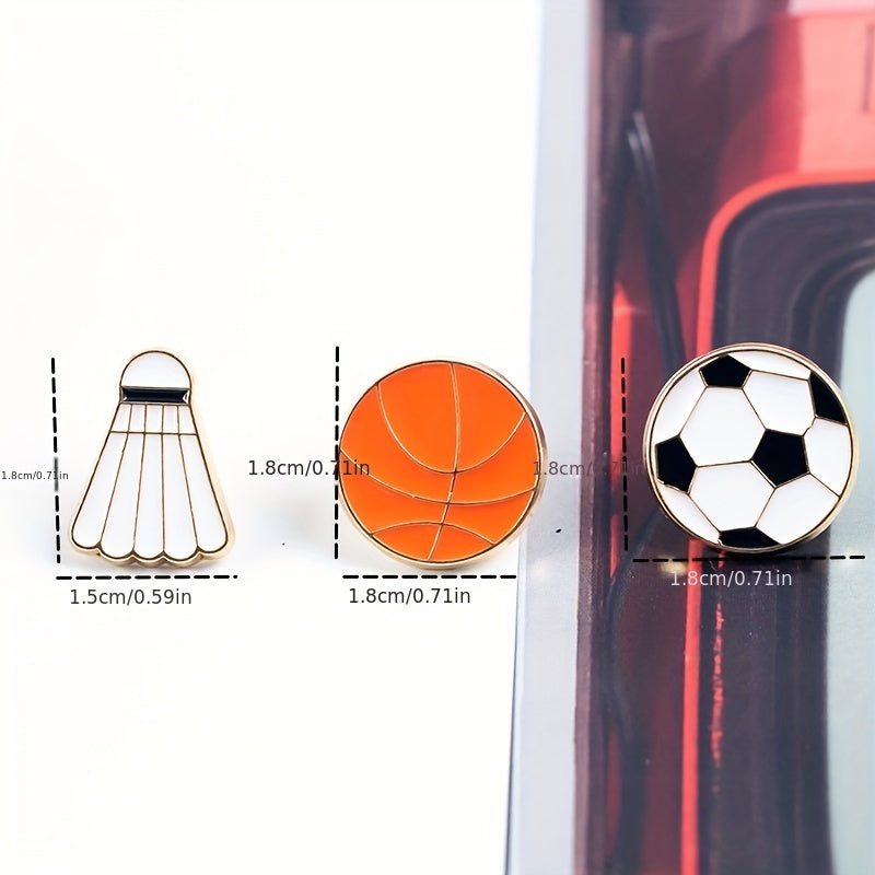 Sports Series Brooch Football Basketball Badminton Pin School Bag Clothes