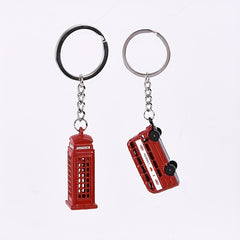 London Double Decker Bus Telephone Booth Keychains