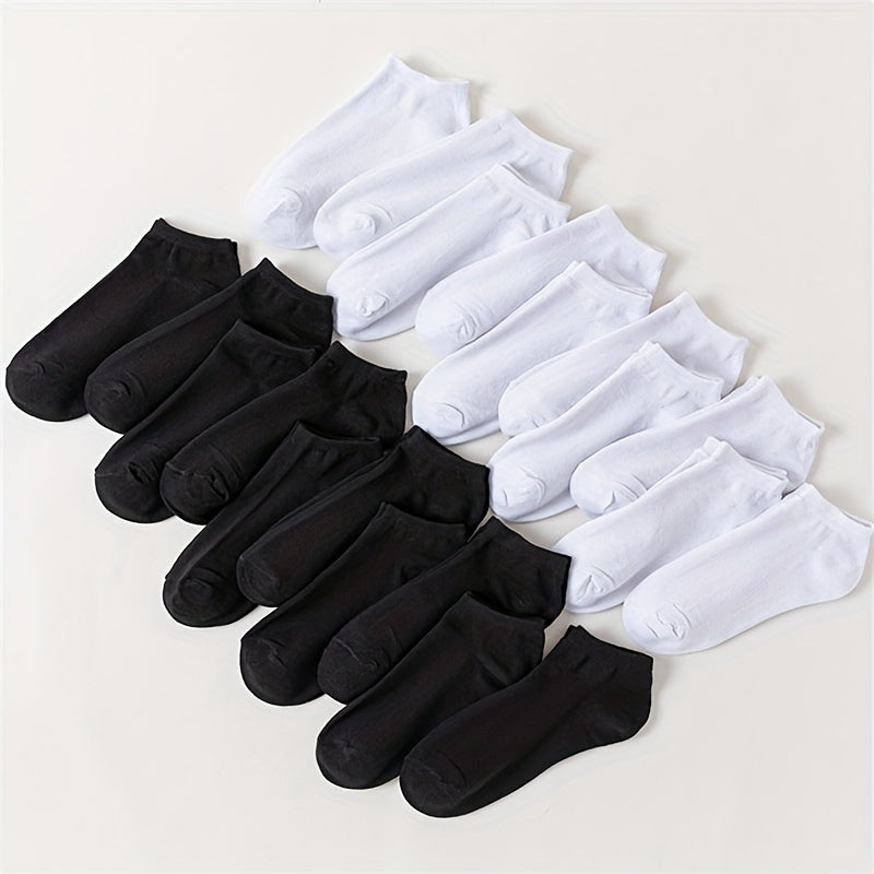 20 Pairs Solid Ankle Socks Comfy & Breathable Women's Stockings