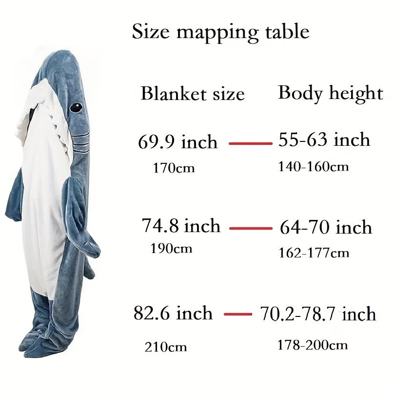 Shark Shaped Blanket Soft Flannel Wearable Blanket