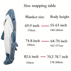 Shark Shaped Blanket Soft Flannel Wearable Blanket