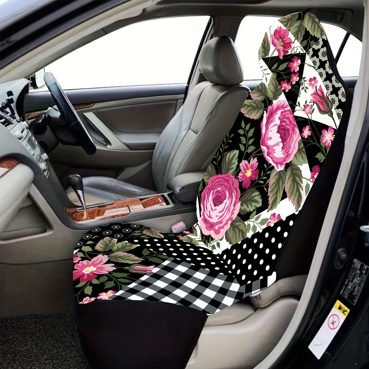 Stylish Rose Print Universal Seat Cover for Car Interior Upgrade