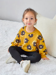 Girls' Flowers Allover Print Casual Sweatshirt Top