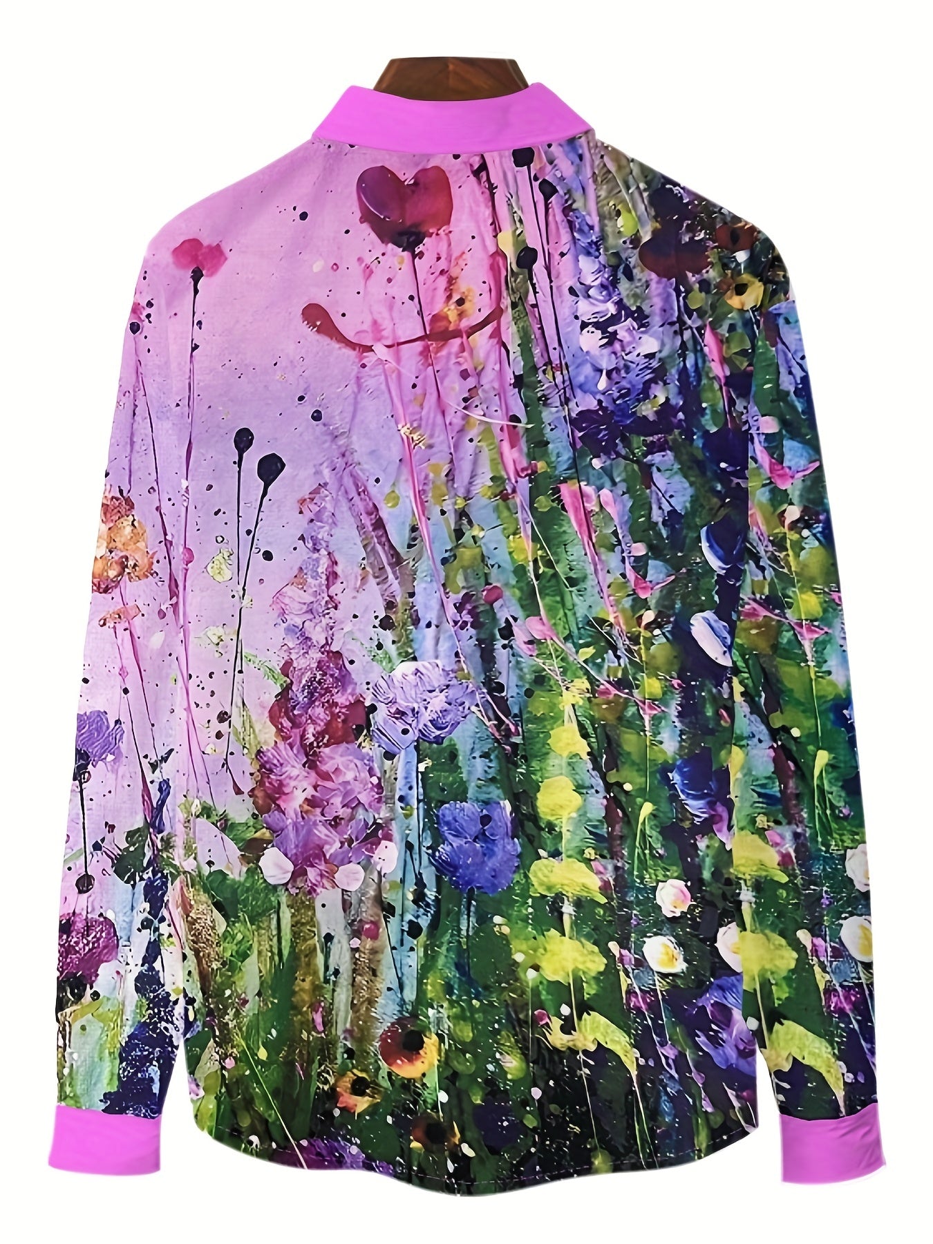 Art Style Splash Print Men's Casual Long Sleeve Shirt
