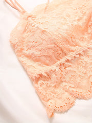 4pcs Lace Wireless Bras Comfy & Breathable Scallop Trim Bra