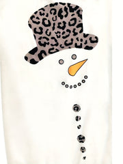 Colorblock Leopard & Snowman Print Fitness Pants