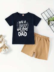 Boys Love Dad T-shirt & Shorts Set Casual Kids Summer Clothes