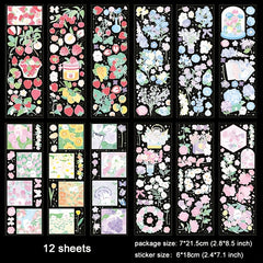 12 Sheets 'Floral Nature' Waterproof Stickers for Crafts Scrapbooking
