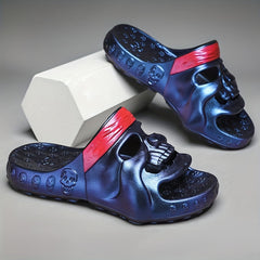Men's Skull Slides Non Slip Slippers Open Toe Shoes Indoor Outdoor