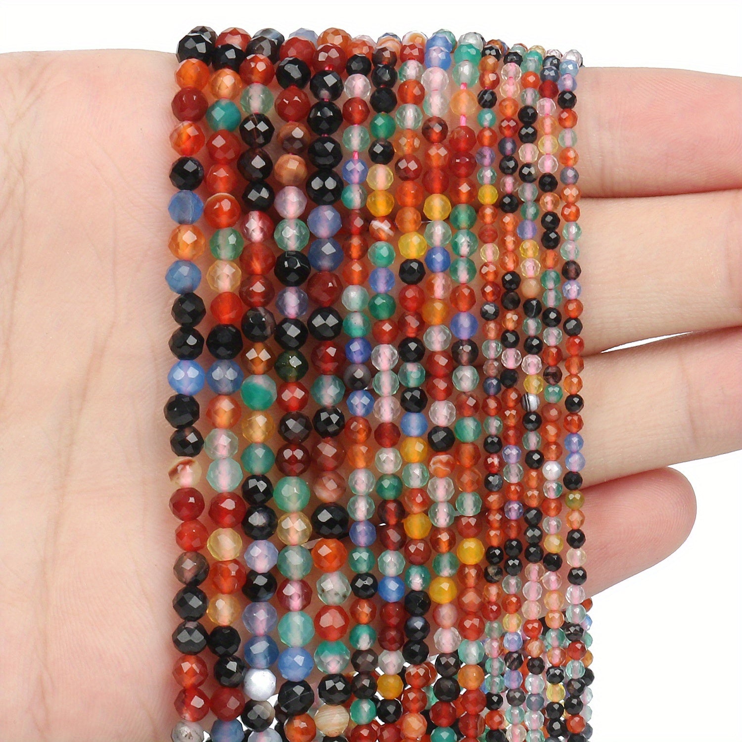 Natural Faceted Stone Red Small Beads for Jewelry Making