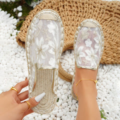 Women's Floral Embroidered Slip On Flat Shoes