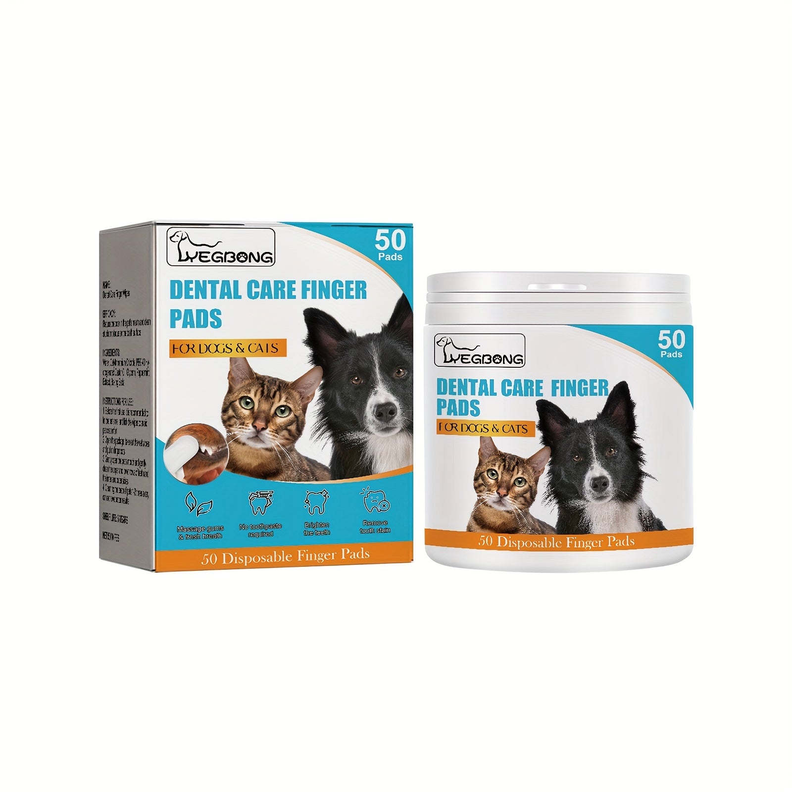 50pcs Dog Finger Toothbrush Pet Dental Wipes Teeth Cleaning