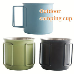 Stainless Steel Mug with Foldable Handle for Outdoor Adventures
