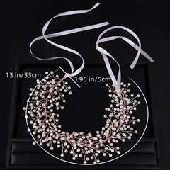 Faux Pearl Hair Band Hair Ornaments Rose Golden Wedding Headwear