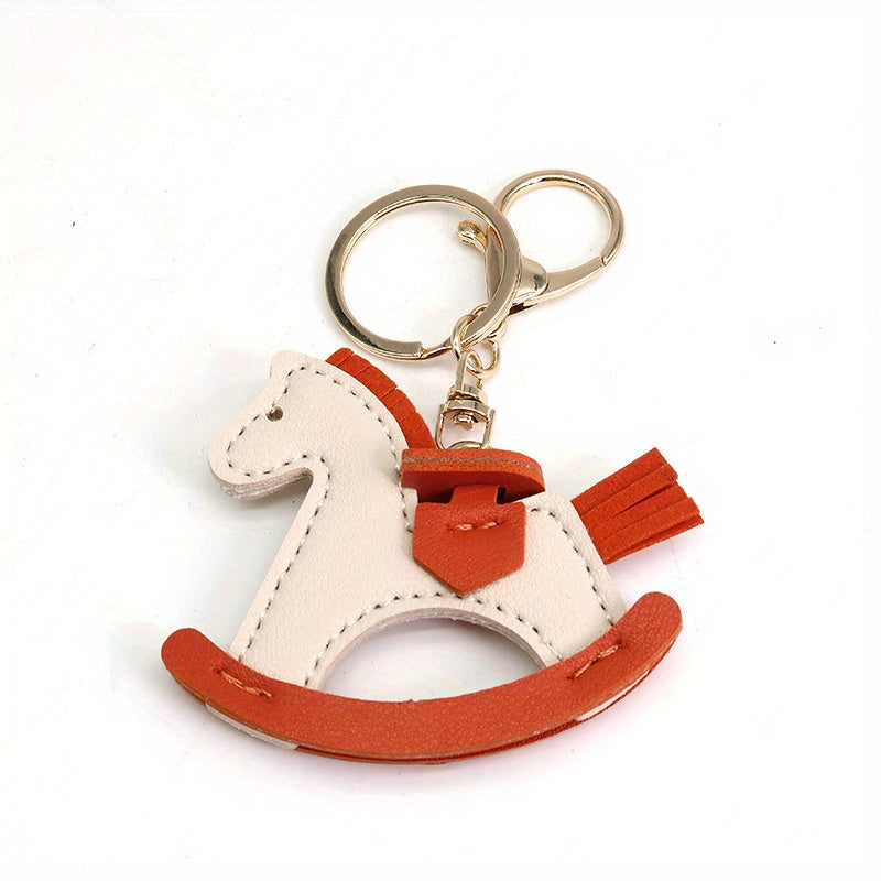 Girl's Leather Rocking Horse Keychain Pony Pendant Bag Pendant