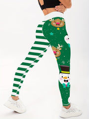 Christmas Print High Waist Yoga Leggings - Quick Drying