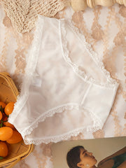 4pcs Lace Trim Bow Tie Briefs Seamless Stretchy Intimates Panties