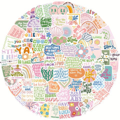 100pcs Preppy Motivational Stickers Pink Waterproof Vinyl Decals
