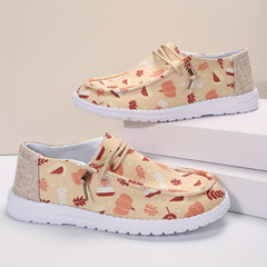 Women's Print Outdoor Casual Flat Shoes Lightweight Slip on Skate Shoes