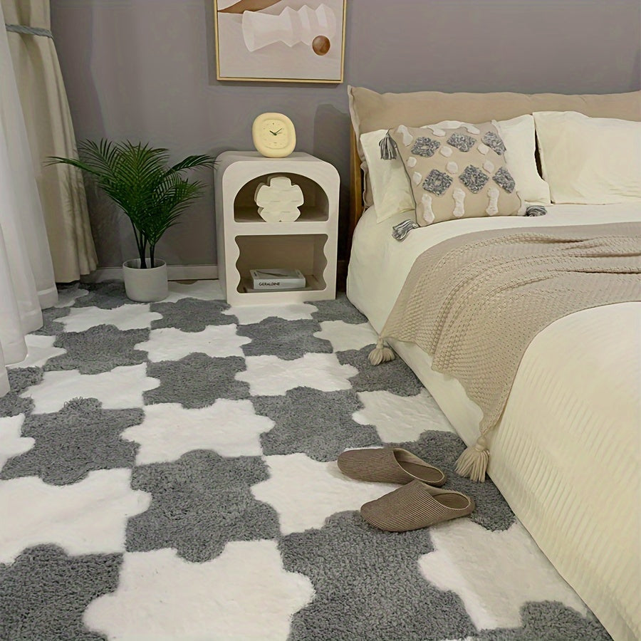 6pcs Interlocking Shaggy Soft Floor Mat Anti-slip Area Rugs
