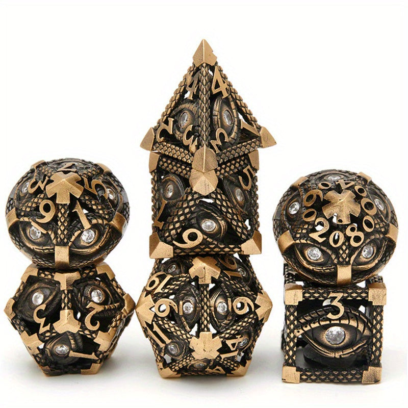7pcs Hollow Metal Magic Eye Dice Set for Table Games
