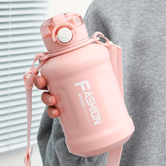 Stainless Steel Sports Water Bottle with Straw and Strap