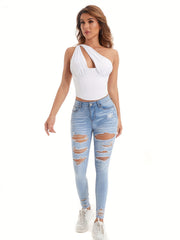 Ripped High Rise Skinny Jeans