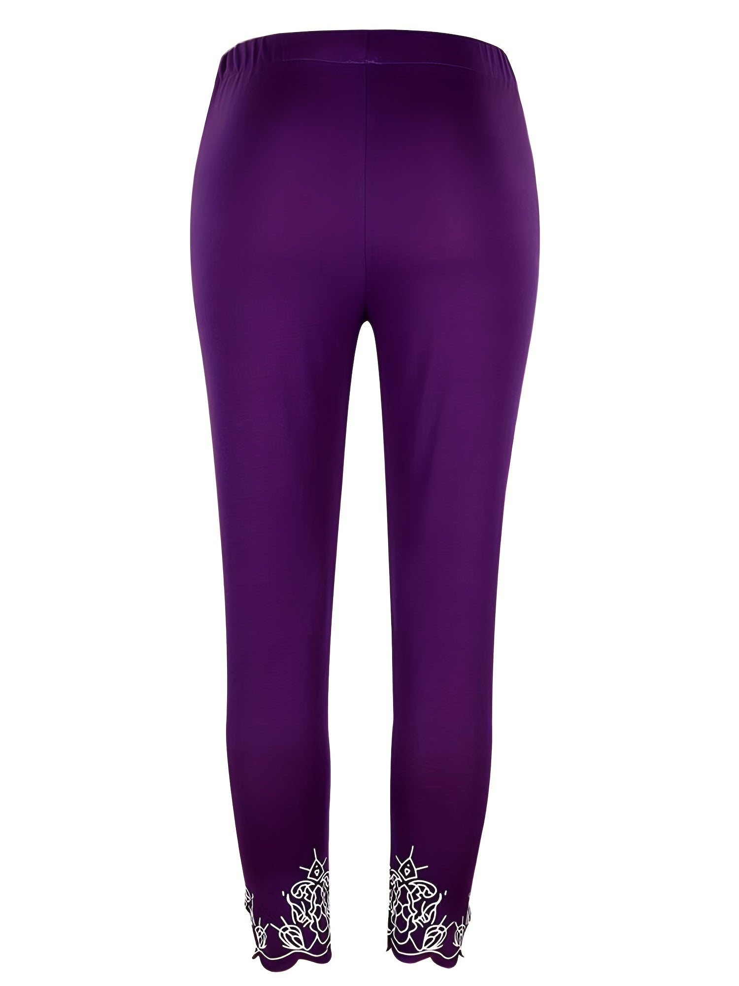 Plus Size Floral Print Cut Out Slim Fit Leggings