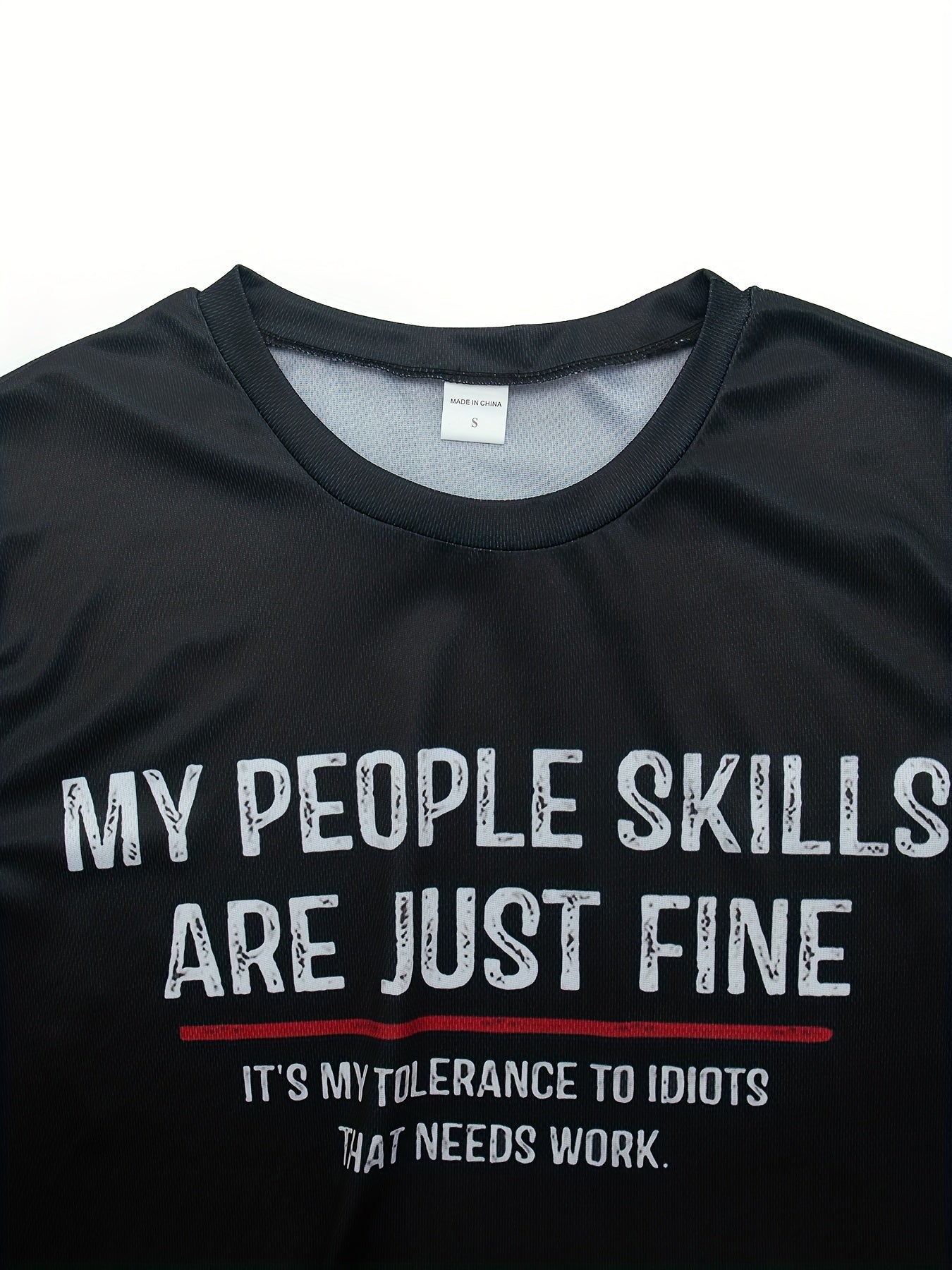 Men's People Skill Letter Print Casual T Shirt