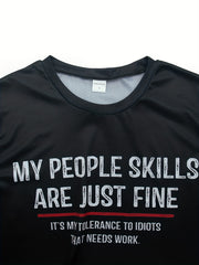 Men's People Skill Letter Print Casual T Shirt