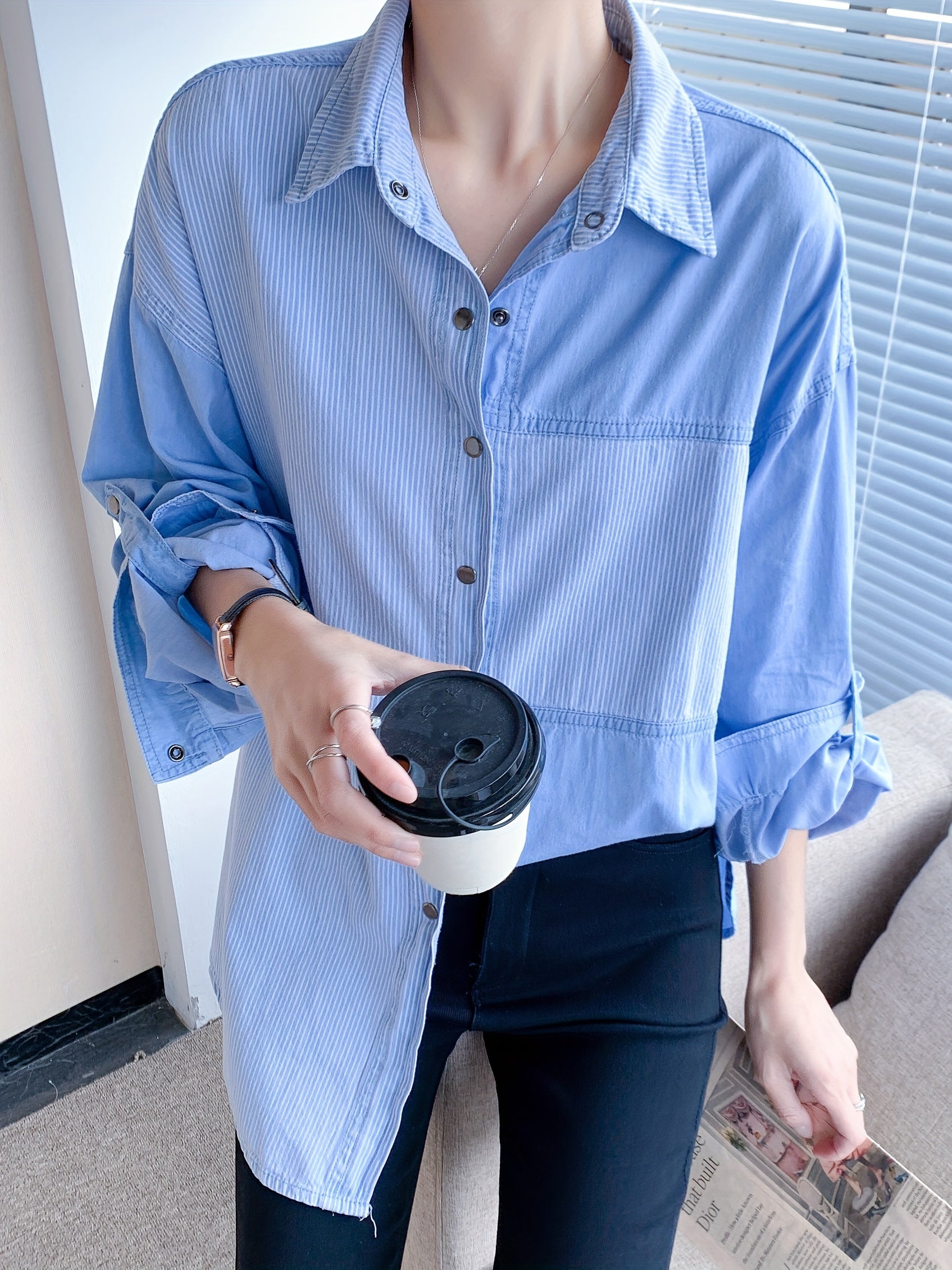 Colorblock Stripe Denim Top