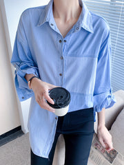 Colorblock Stripe Denim Top
