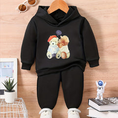 Bear Graphic Baby Set Long Sleeve Sweatshirt Casual Outfit