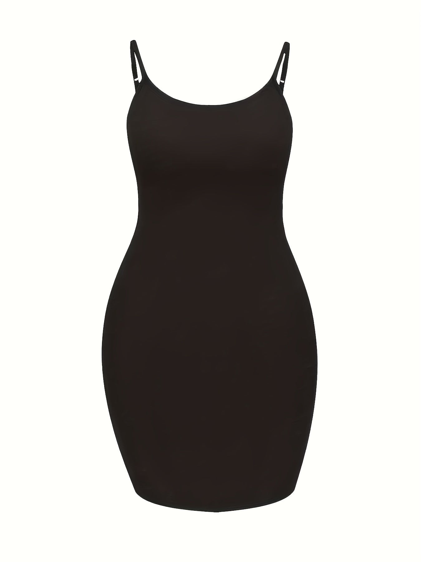 Solid Scoop Neck Spaghetti Strap Body Con Cami Dress