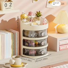 Rotating Stationery Storage Cabinet Lipstick Storage Rack Dustproof Cosmetic Sto