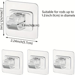 6pcs Adhesive Curtain Rod Holder Hooks Self Adhesive No Drill Nail Adjustable